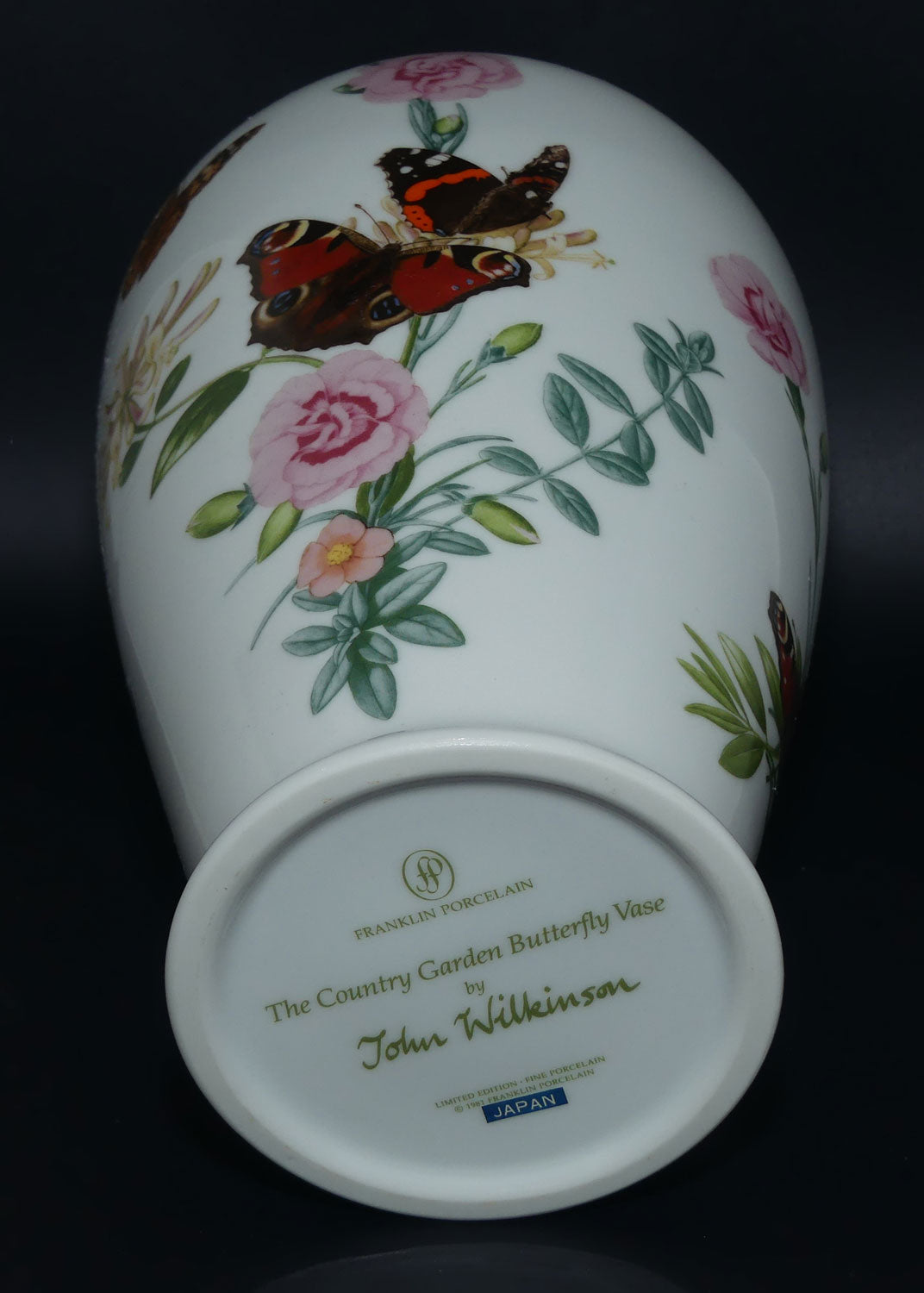 Franklin Porcelain | The Country Garden Butterfly vase by John Wilkins