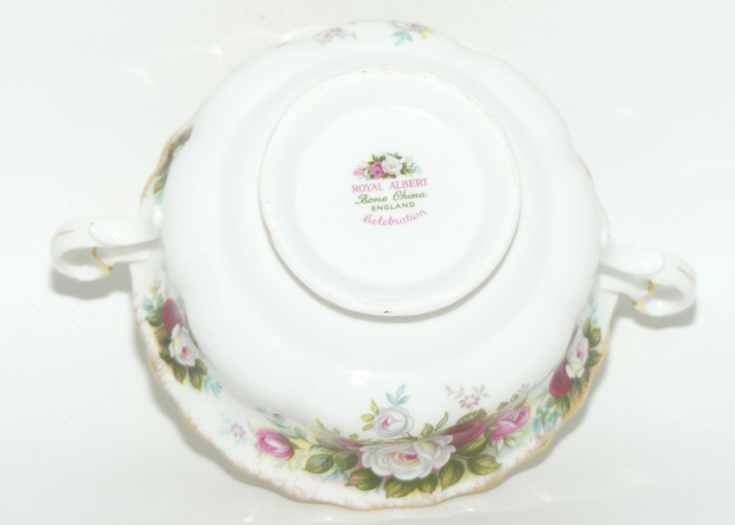 Royal Albert Bone China England Celebration handled coupe and underplate | UK Made
