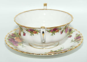 Royal Albert Bone China Old Country Roses handled coupe and underplate | early backstamp | UK made