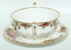 Royal Albert Bone China Old Country Roses handled coupe and underplate | early backstamp | UK made