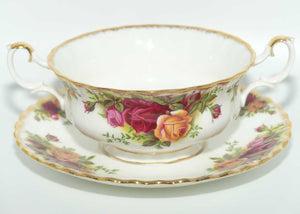 Royal Albert Bone China Old Country Roses handled coupe and underplate | early backstamp | UK made