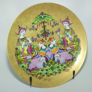 Rosenthal Bjorn Wiinblad heavily gilt & very colourful 2 couples wall plate