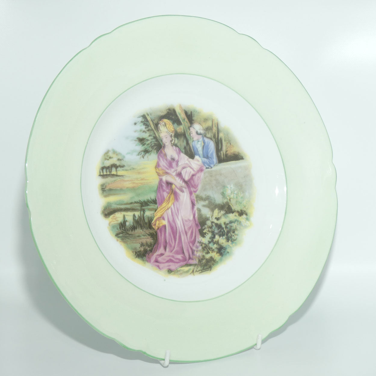 Shelley England Courting Scene Cameo plate | Green border