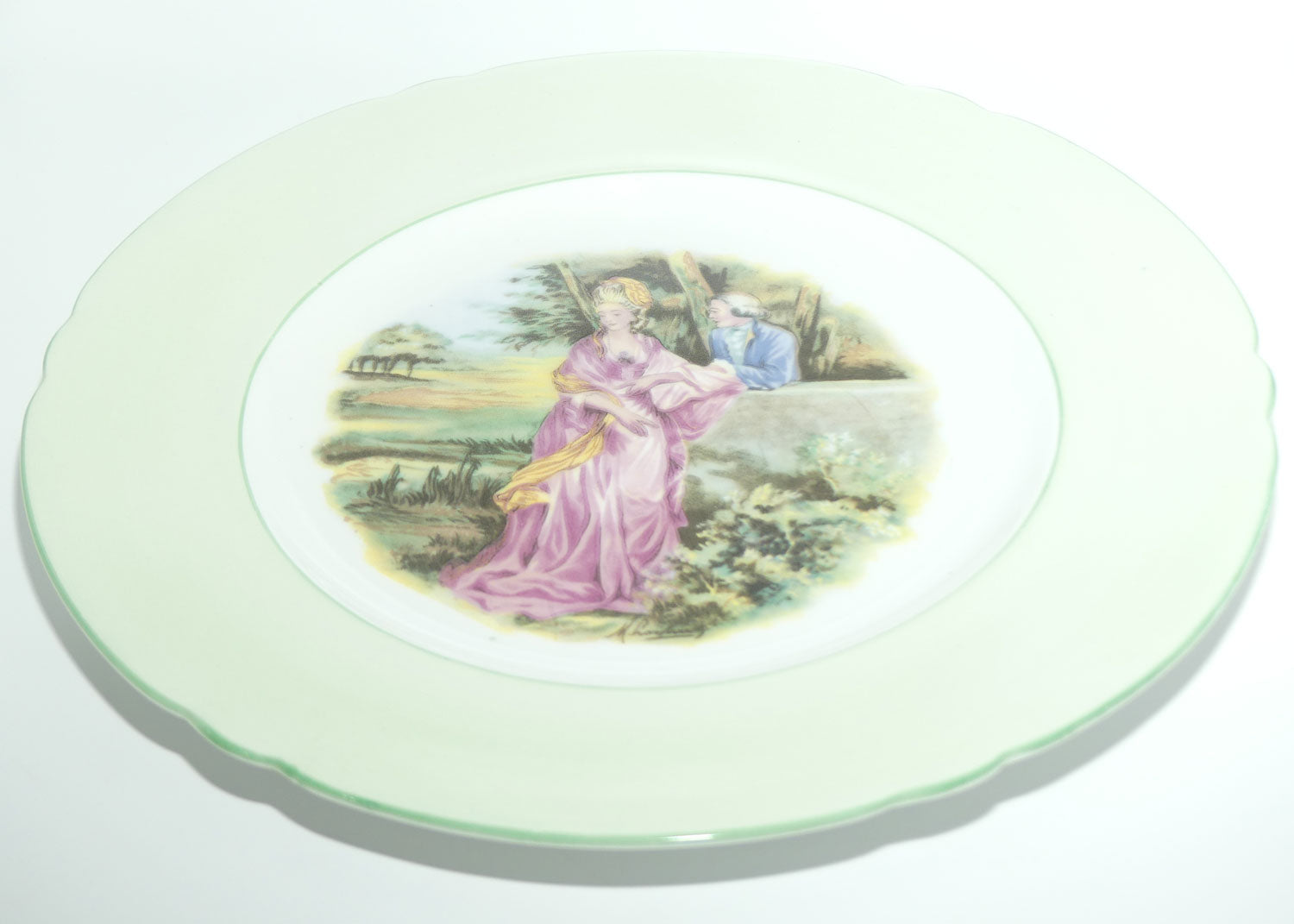 Shelley England Courting Scene Cameo plate | Green border