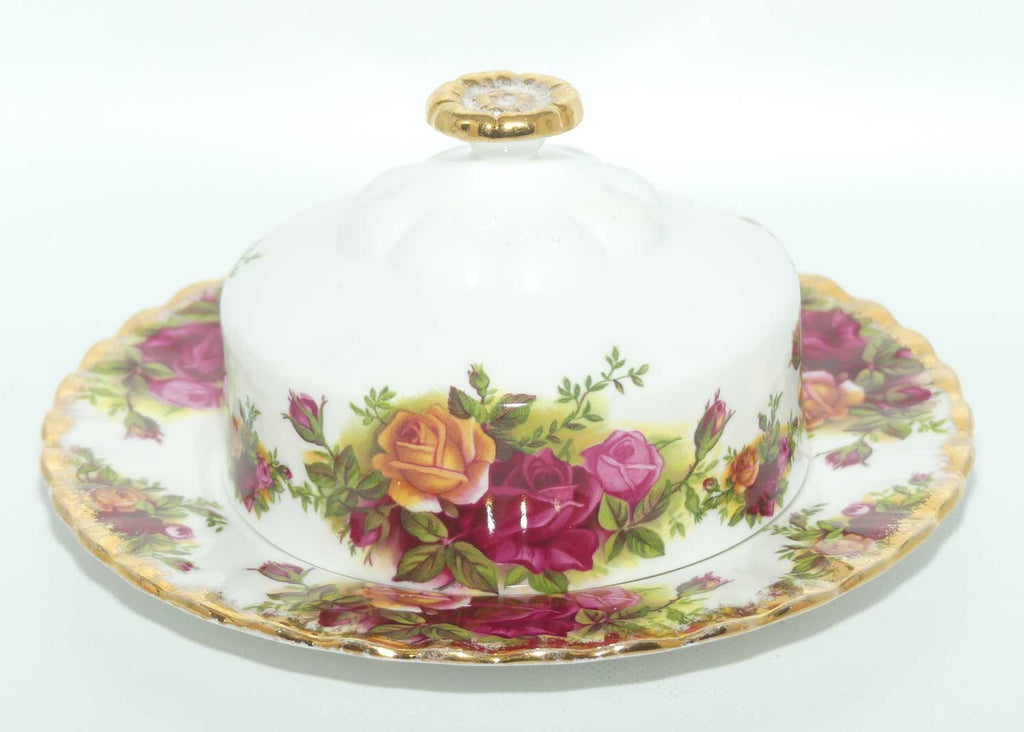 Royal Albert Bone China Old Country Roses covered butter dish | early backstamp