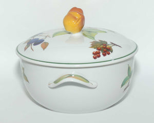 Royal Worcester Vitreous Bakeware | Evesham Vale pattern | Covered Vegetable Dish with fancy handle