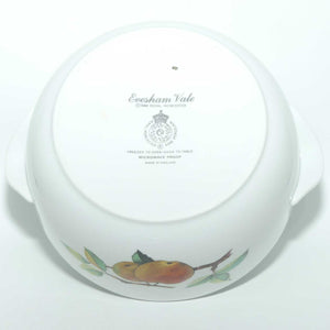 Royal Worcester Vitreous Bakeware | Evesham Vale pattern | Covered Vegetable Dish with fancy handle