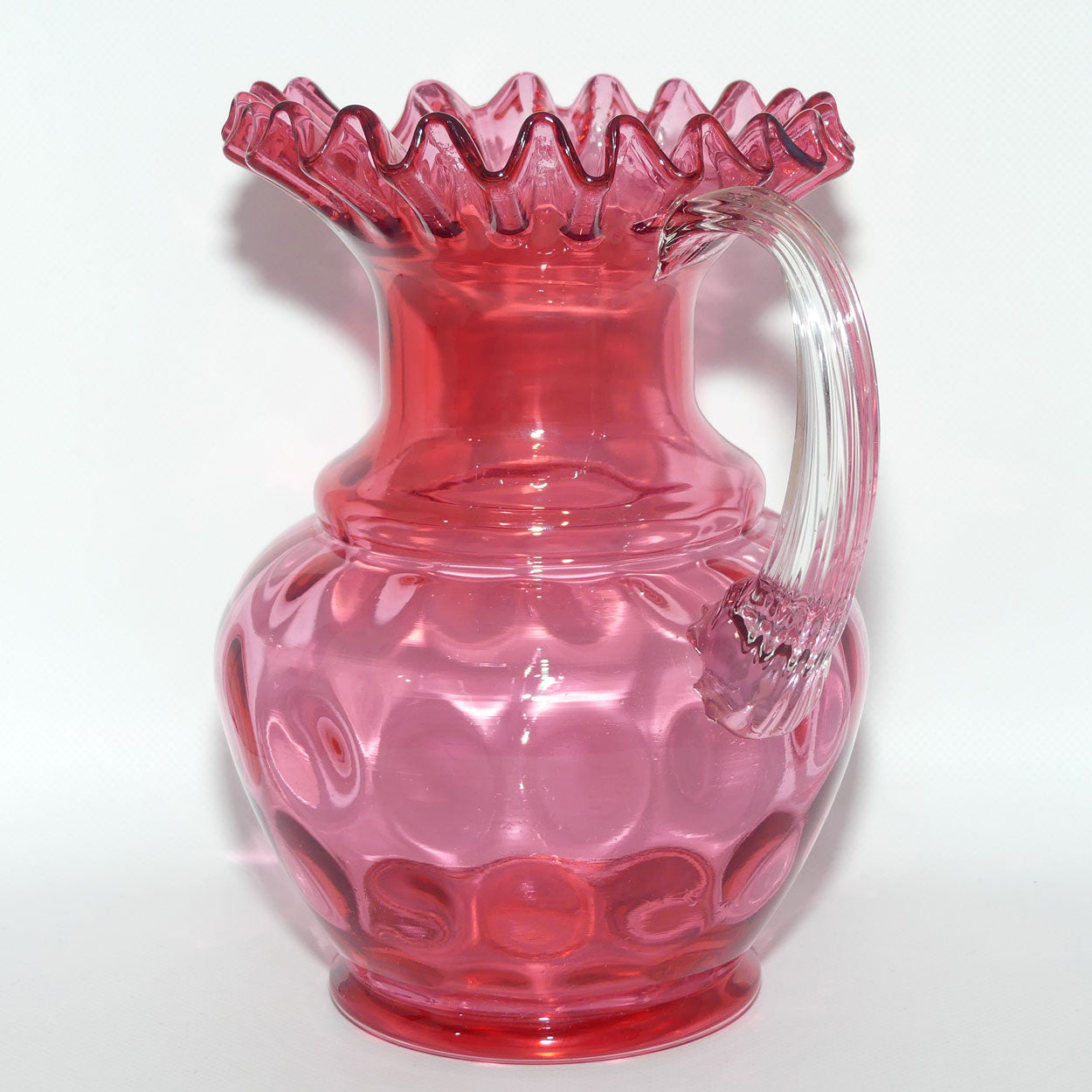 Vintage Fenton Cranberry Class Coin Dot pattern jug | 23.5cm tall