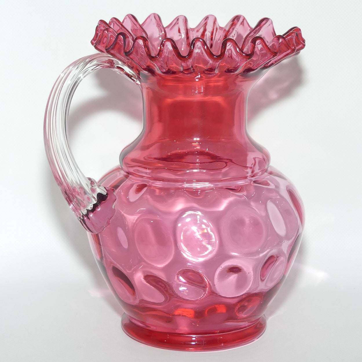 Vintage Fenton Cranberry Class Coin Dot pattern jug | 23.5cm tall