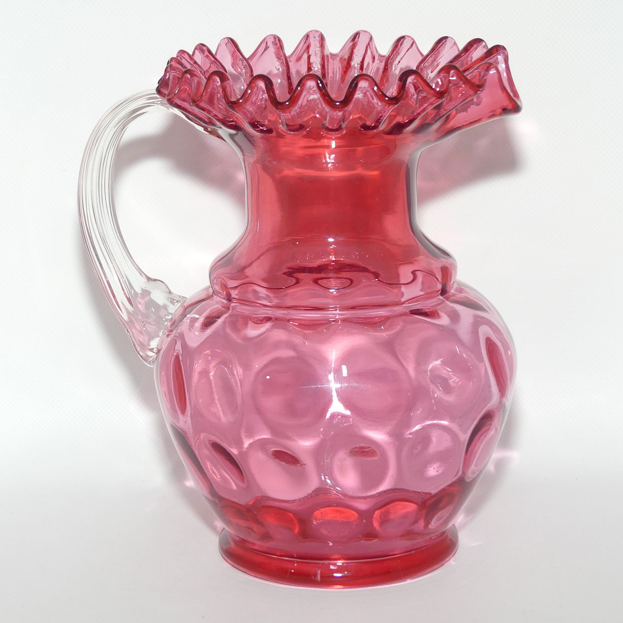 Vintage Fenton Cranberry Class Coin Dot pattern jug | 23.5cm tall