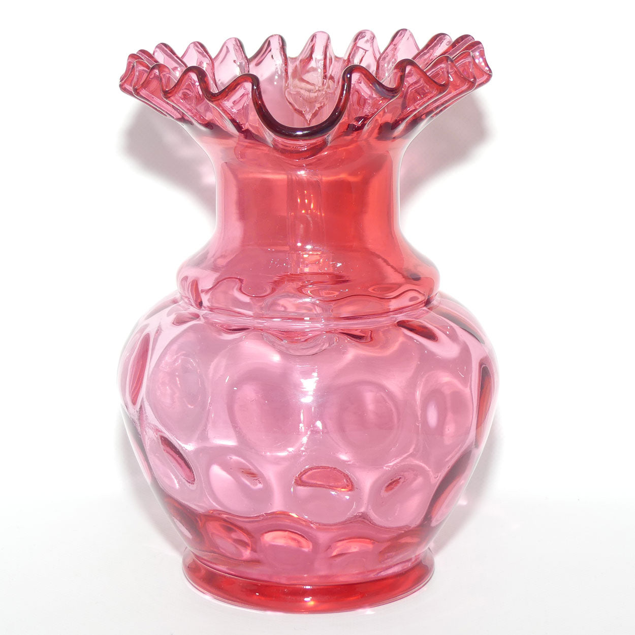 Vintage Fenton Cranberry Class Coin Dot pattern jug | 23.5cm tall