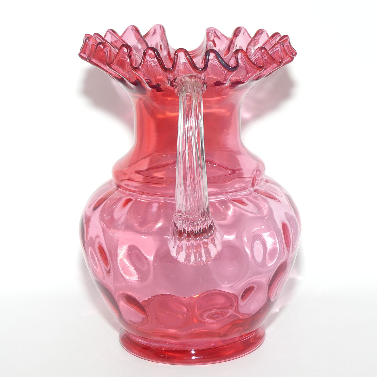 Vintage Fenton Cranberry Class Coin Dot pattern jug | 23.5cm tall