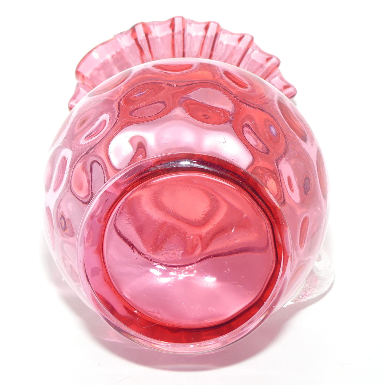Vintage Fenton Cranberry Class Coin Dot pattern jug | 23.5cm tall