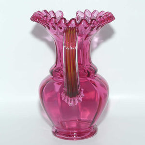 Victorian era Cranberry Glass frilled top jug