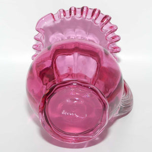 Victorian era Cranberry Glass frilled top jug