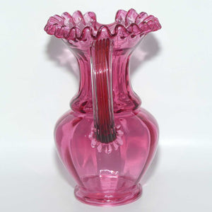 Victorian era Cranberry Glass frilled top jug | #2