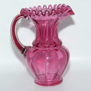 Victorian era Cranberry Glass frilled top jug | #2