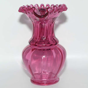 Victorian era Cranberry Glass frilled top jug | #2