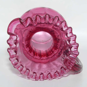 Victorian era Cranberry Glass frilled top jug | #2