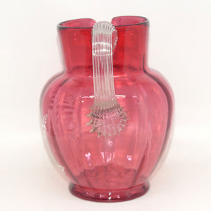 Victorian Cranberry Glass jug | Lily of Valley pattern