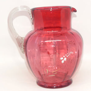 Victorian Cranberry Glass jug | Lily of Valley pattern