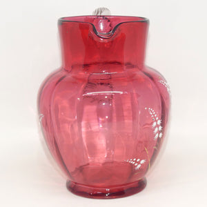 Victorian Cranberry Glass jug | Lily of Valley pattern