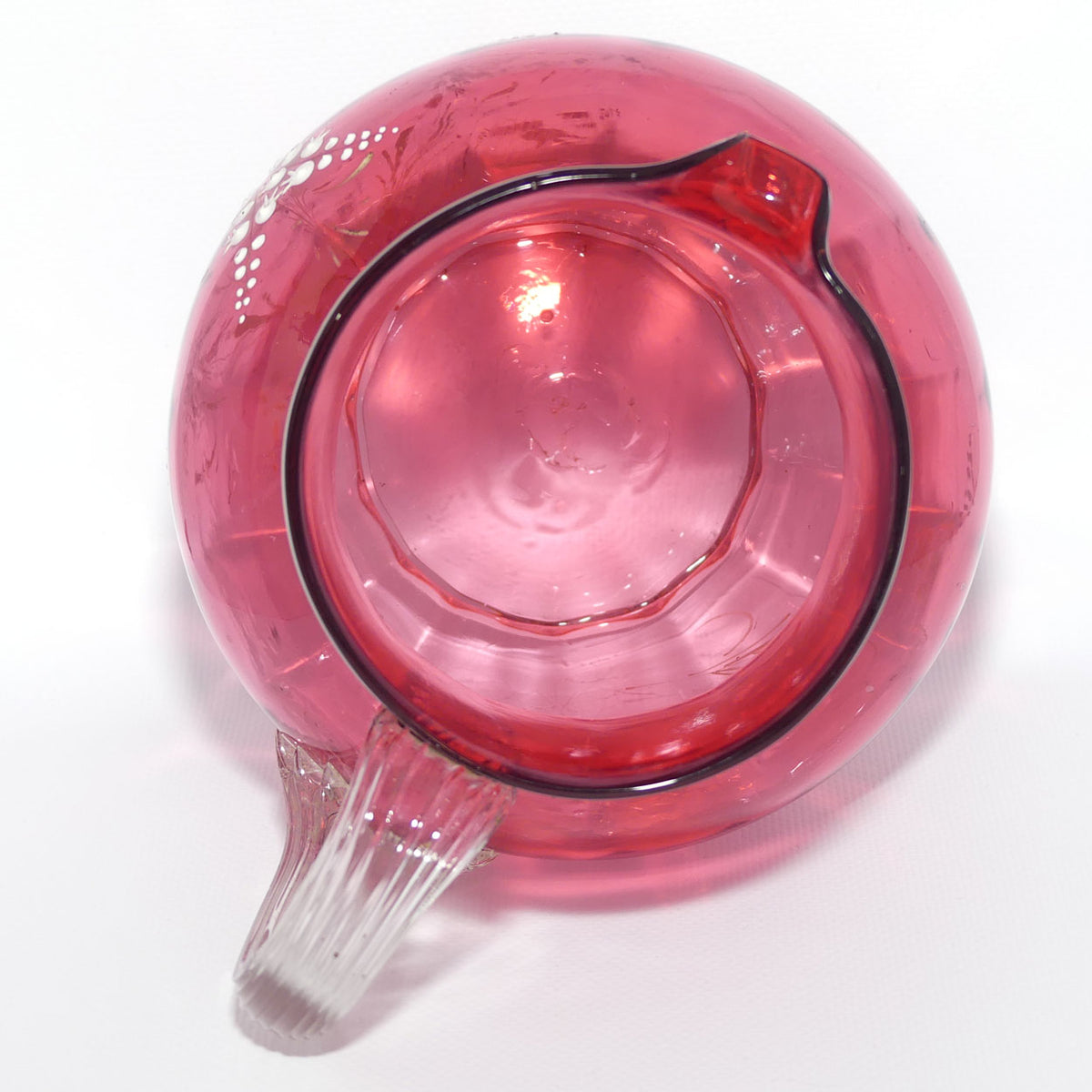 Victorian Cranberry Glass jug | Lily of Valley pattern