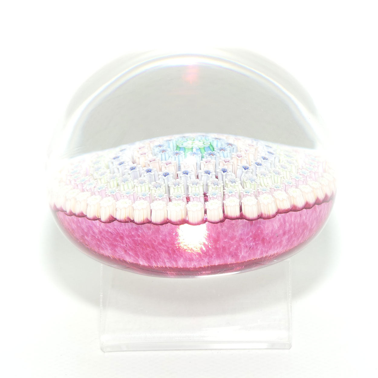 John Deacons Scotland Concentric Millefiori Magnum paperweight | Cranberry