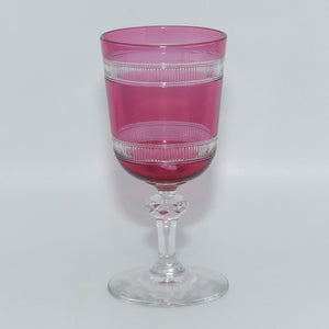 set-of-5-cranberry-facetted-to-clear-liqueur-glasses