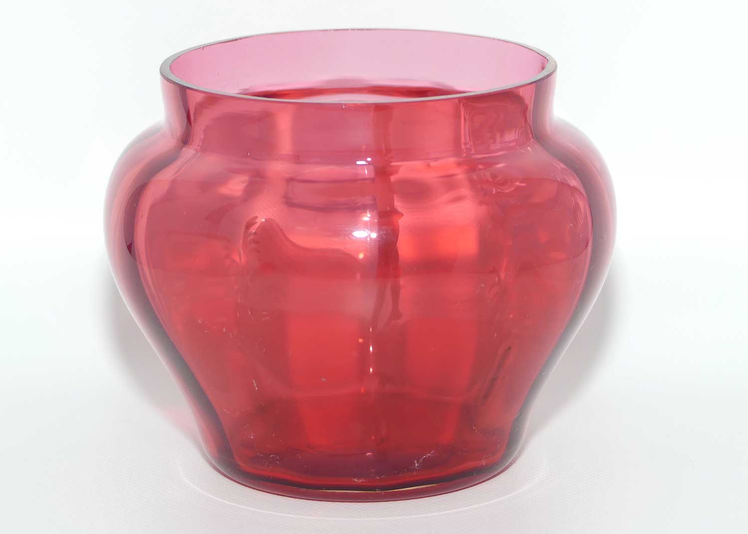 Mary Gregory on Cranberry Glass squat vase | Boy with Flower