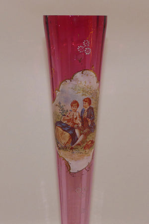 Victorian Cranberry Glass tall tapering vase | Cameo Scene