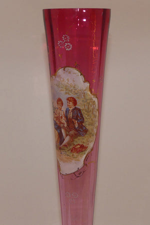 Victorian Cranberry Glass tall tapering vase | Cameo Scene