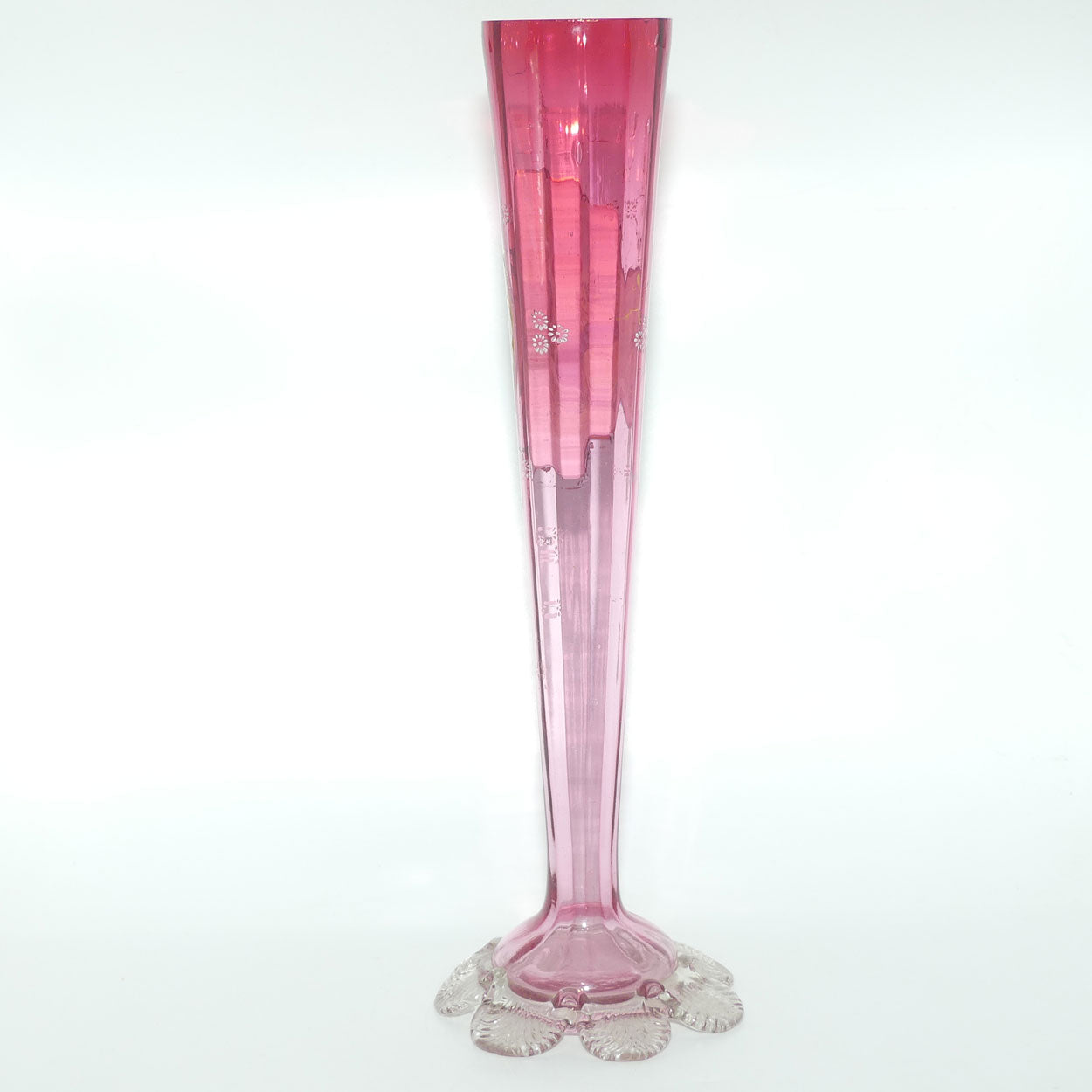 Victorian Cranberry Glass tall tapering vase | Cameo Scene