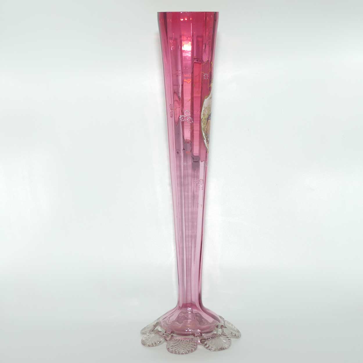Victorian Cranberry Glass tall tapering vase | Cameo Scene