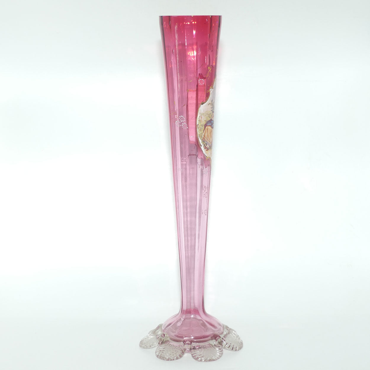 Victorian Cranberry Glass tall tapering vase | Cameo Scene