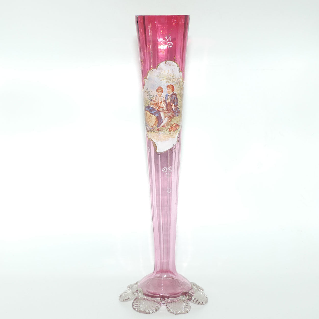 Victorian Cranberry Glass tall tapering vase | Cameo Scene