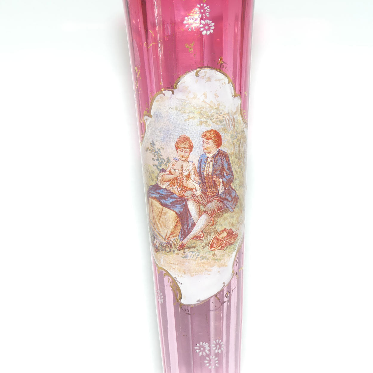 Victorian Cranberry Glass tall tapering vase | Cameo Scene