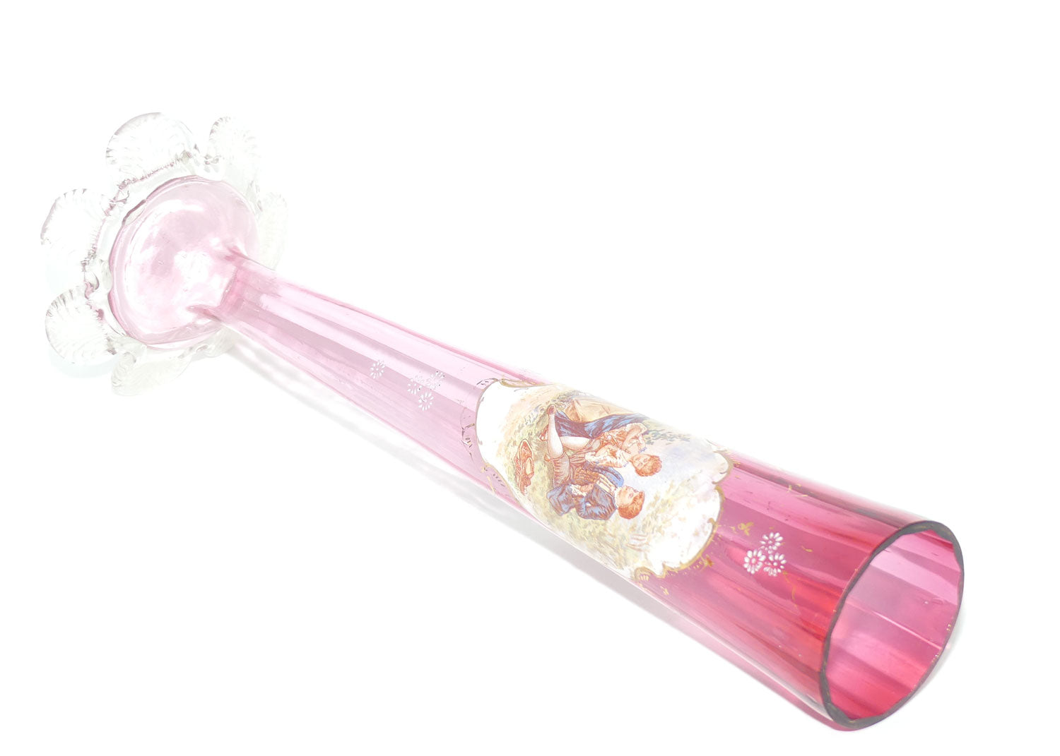 Victorian Cranberry Glass tall tapering vase | Cameo Scene