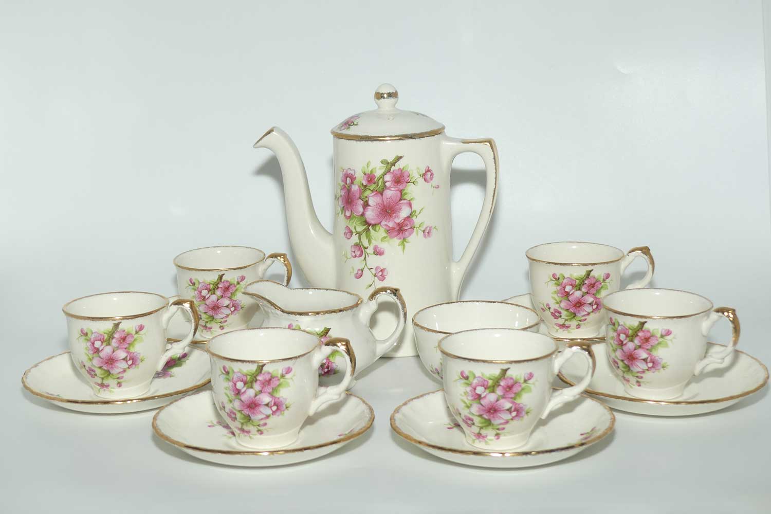 Grindley England Cream Petal Floral coffee set