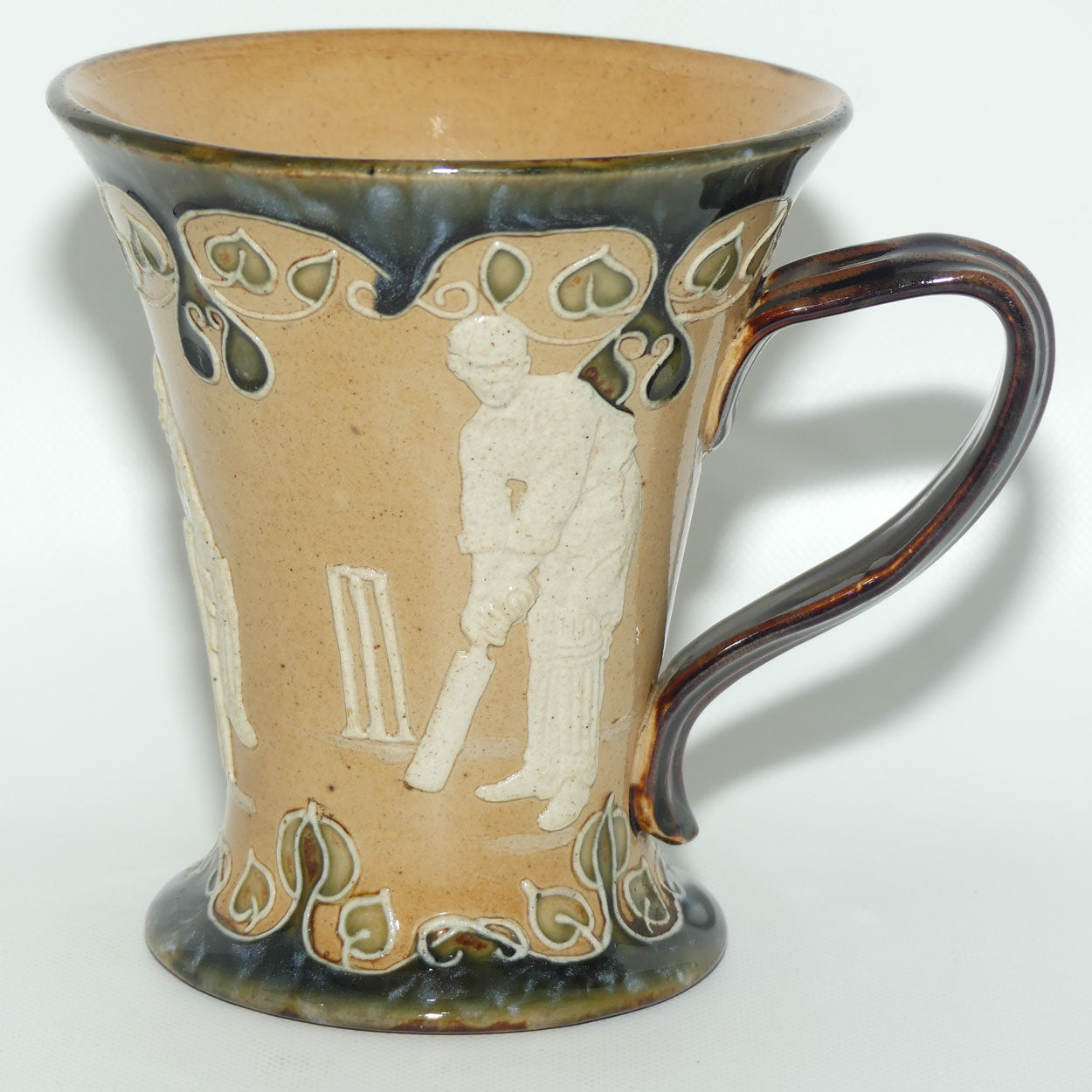 Doulton Lambeth stoneware Cricket ale tankard #1 | Batsman Bowler Wicketkeeper