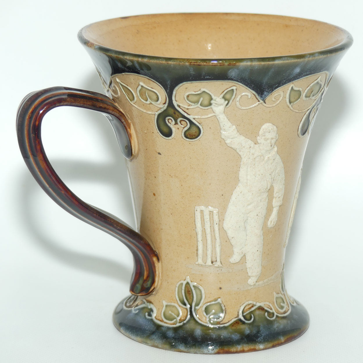 Doulton Lambeth stoneware Cricket ale tankard #1 | Batsman Bowler Wicketkeeper