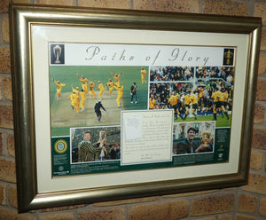 Australian Sporting memorabilia print | Paths to Glory | Australia's 1999 World Cup Cricket and Rugby wins | signed by Steve Waugh and John Eales