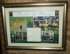 Australian Sporting memorabilia print | Paths to Glory | Australia's 1999 World Cup Cricket and Rugby wins | signed by Steve Waugh and John Eales