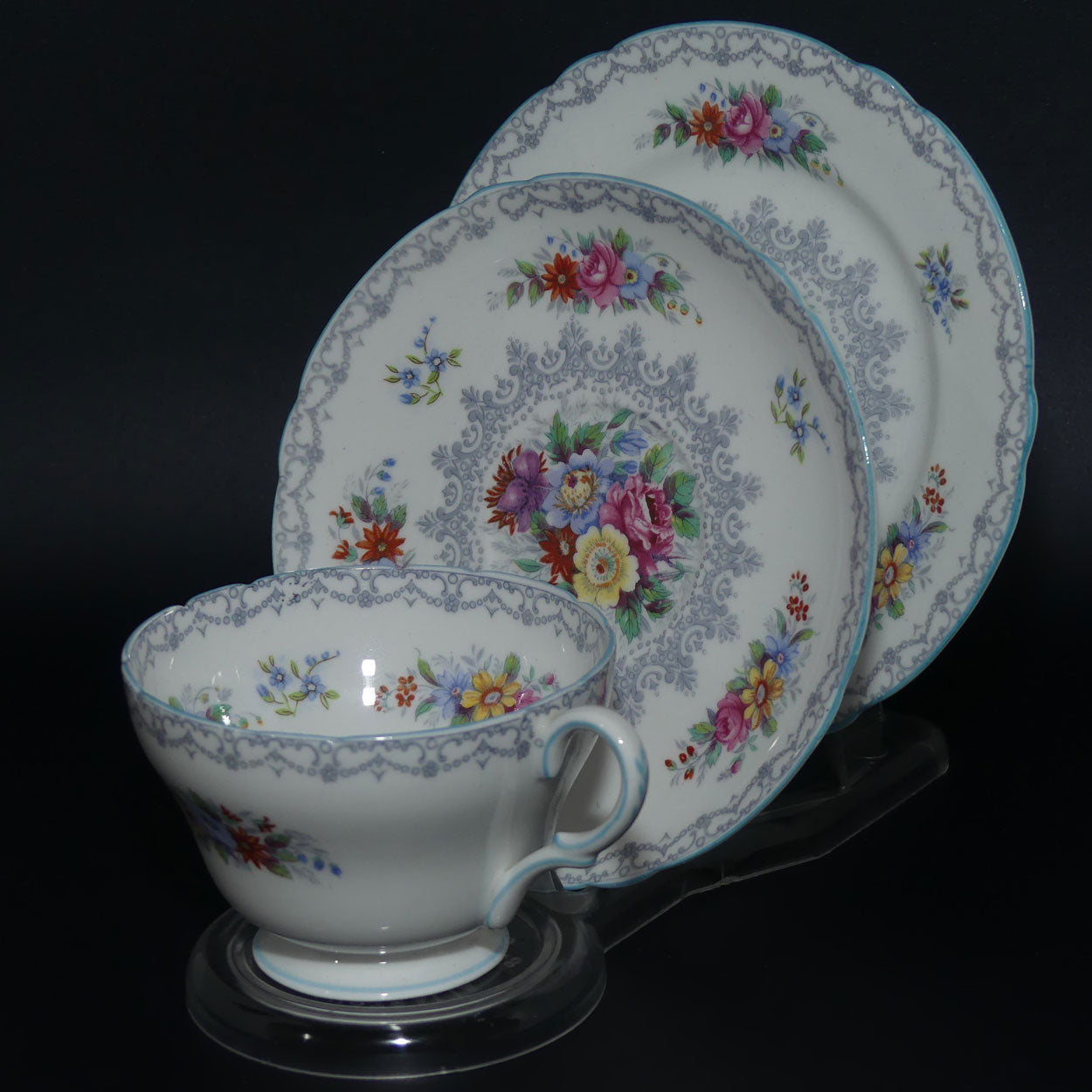 Shelley Henley shape Crochet pattern trio | White Wash | Blue Trim