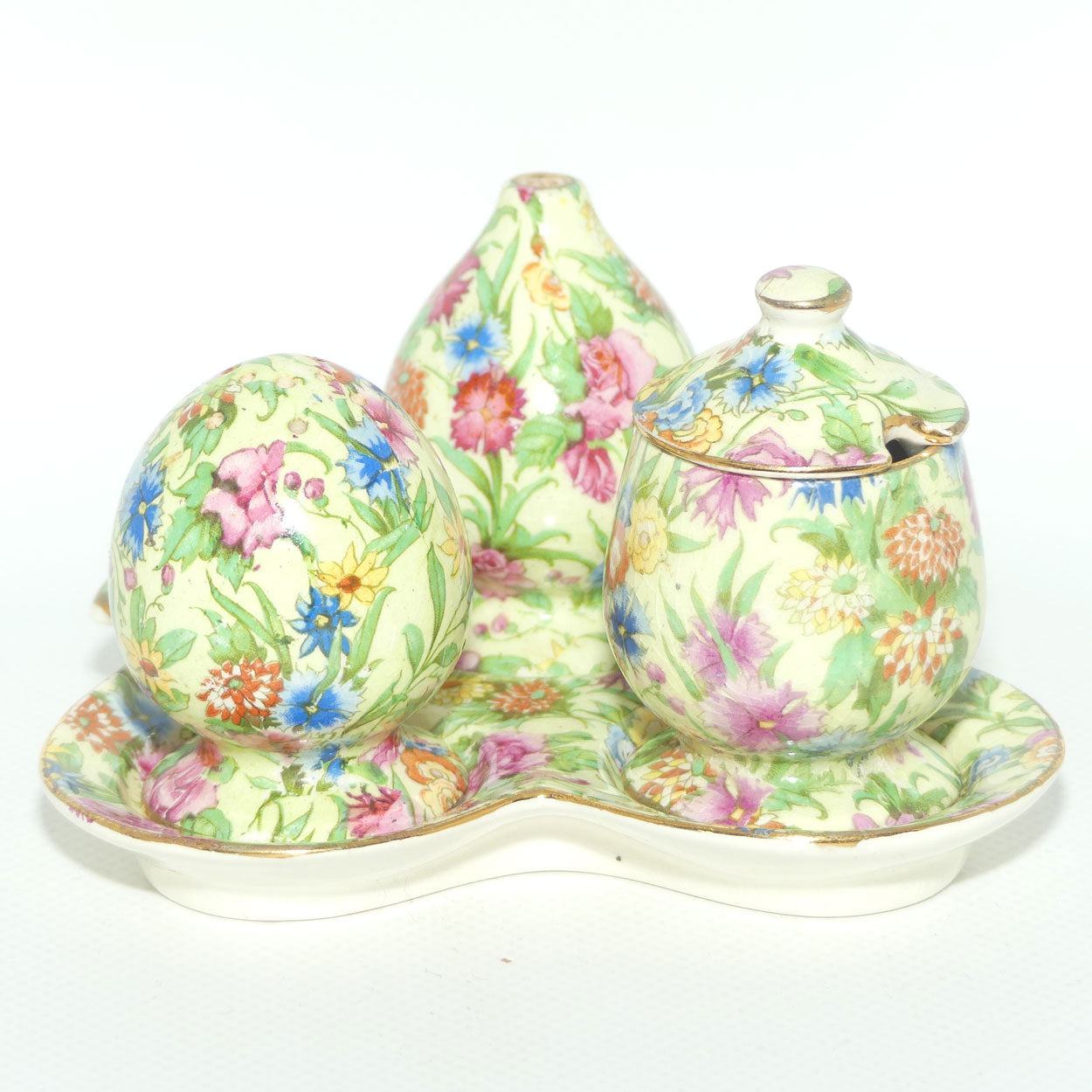 Royal Winton Kew Chintz cruet set on tray