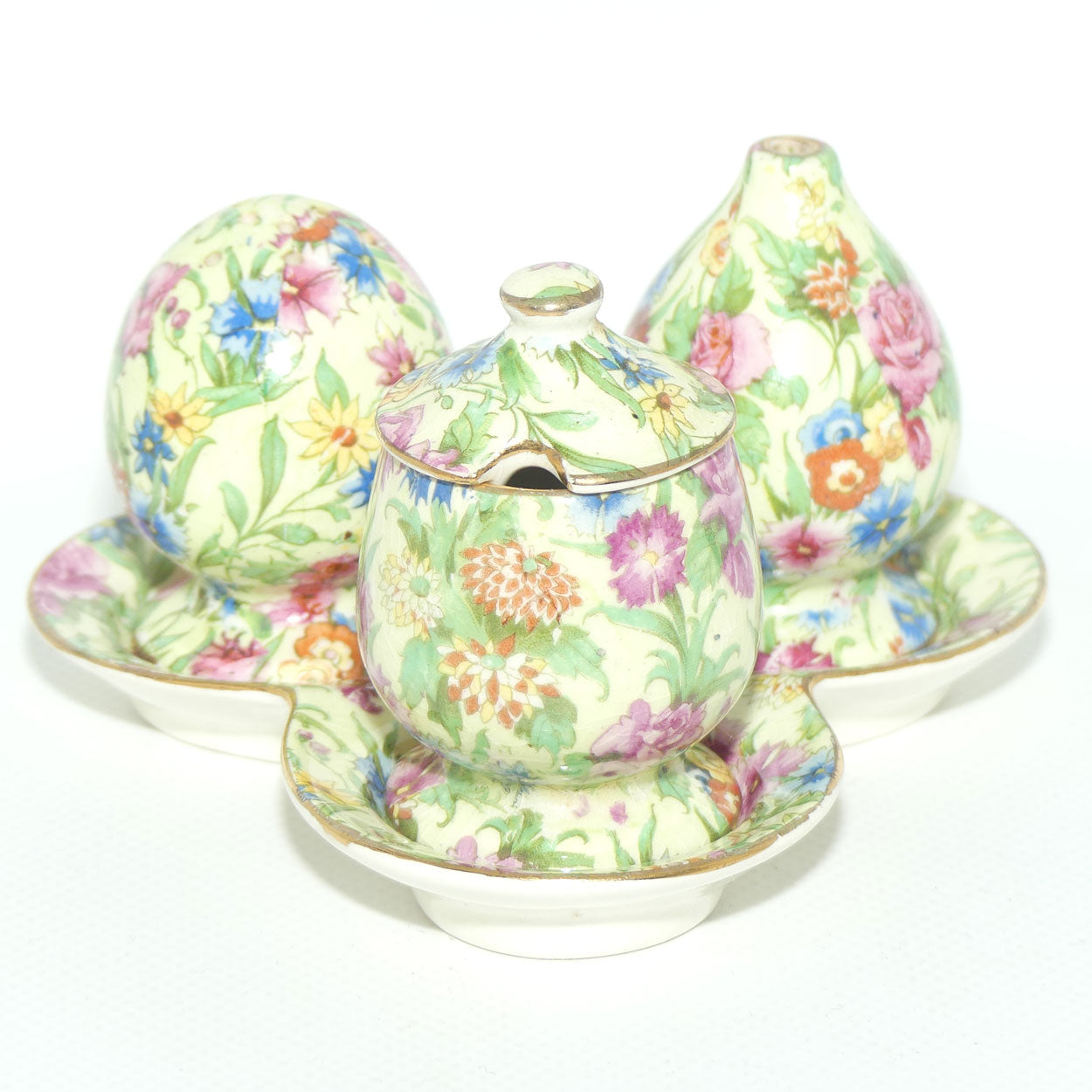 Royal Winton Kew Chintz cruet set on tray