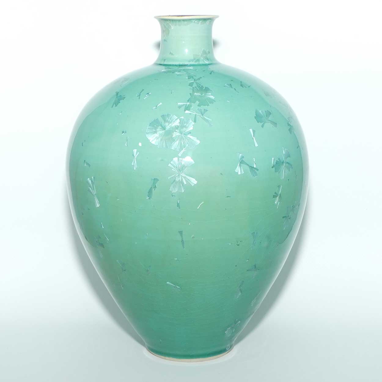 Australian Pottery | Crystalline Celadon Glaze vase | 25cm tall
