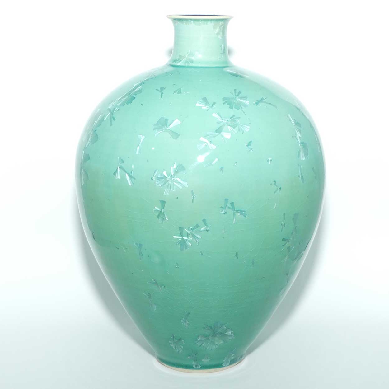 Australian Pottery | Crystalline Celadon Glaze vase | 25cm tall