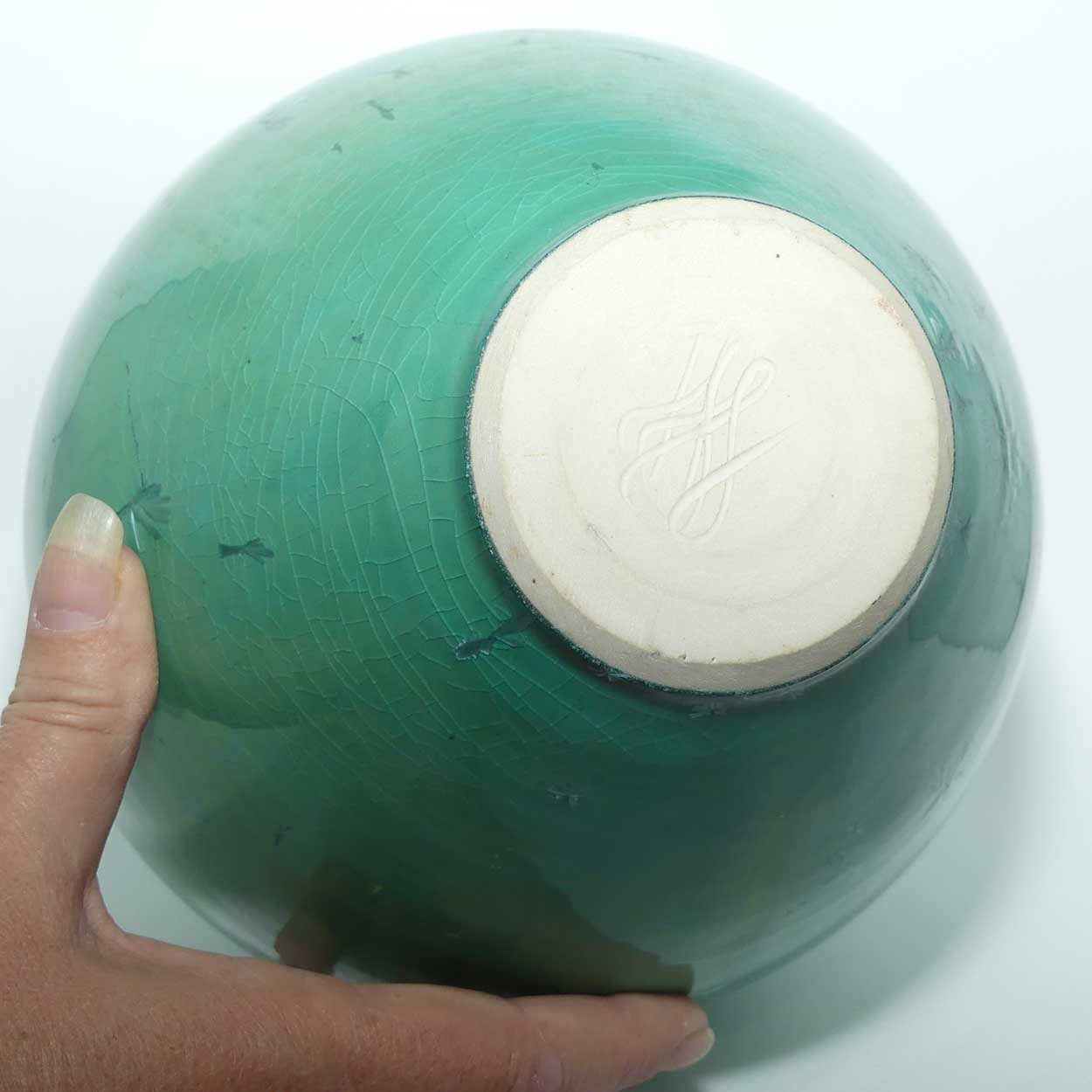 Australian Pottery | Crystalline Celadon Glaze vase | 25cm tall