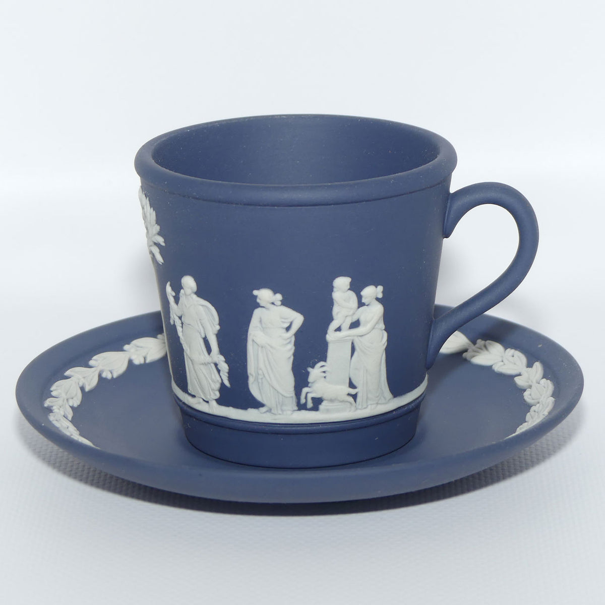 Wedgwood Jasper | White on Dark Blue cup and saucer